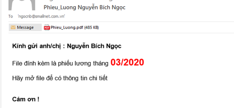 Mô tả tính năng gửi phiếu lương của phần mềm gửi email hàng loạt bằng Outlook